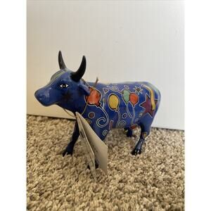 Cow Parade “Party Cow” Blue with Balloons 2000 #9178 Retired Westland Giftware